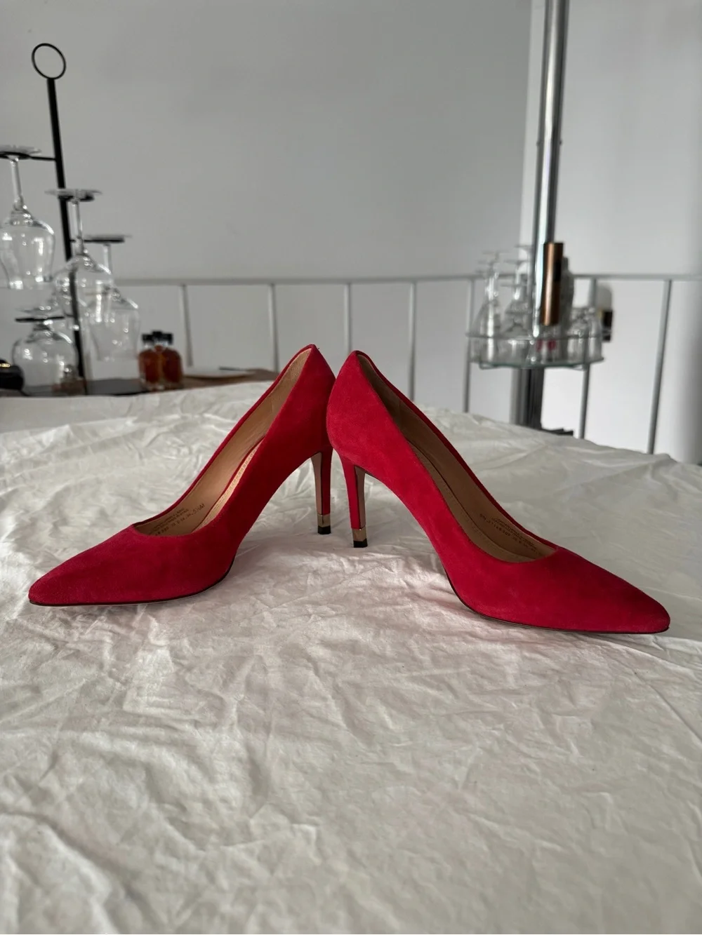 Tory Burch Crimson Suede Pointed-Toe Pumps